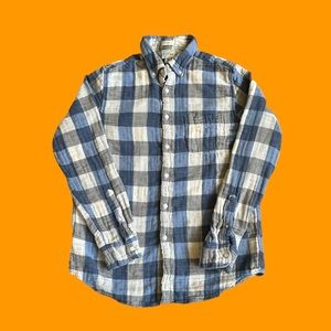 J. Crew Button Shirt Flannel Casual Slim Blue White Plaid Men Size Medium